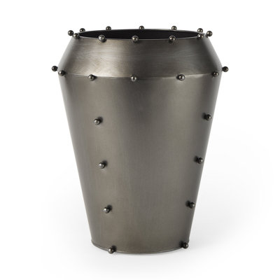 12" Gray Metal Table Vase