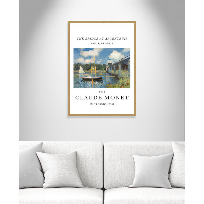 Pont à Argenteuil par Claude Monet, Cadre photo naturel naturel, Non, H 35,5 po x l 25,5 po x P 0,75 po