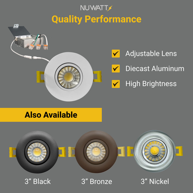 3'' Selectable Color Temperature Dimmable Air-Tight IC Rated LED Canless Recessed Lighting Kit