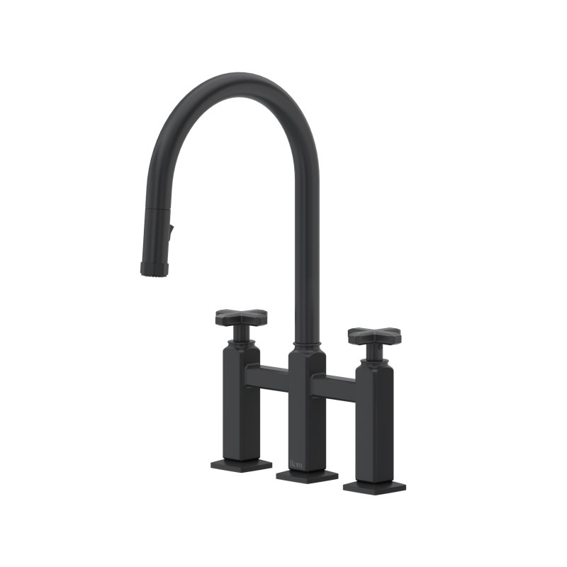 Apothecary Bridge Pull-Down Kitchen Faucet With C-Spout, Matte Black