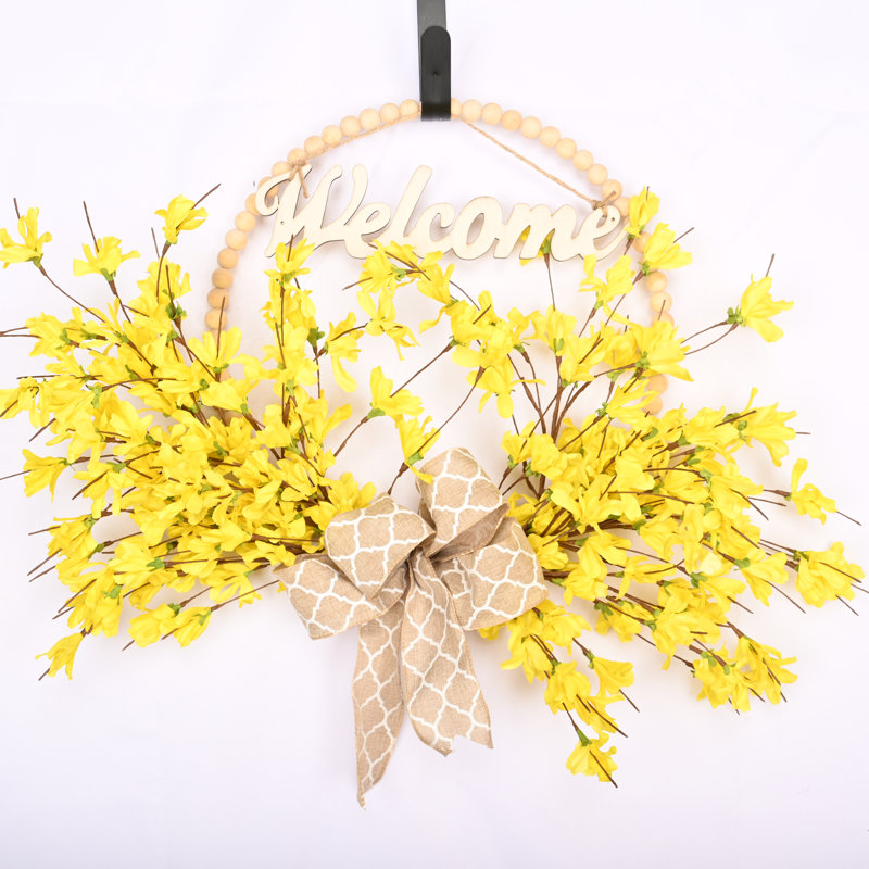 Couronne de bienvenue 24 po Forsythia, Jaune / brun