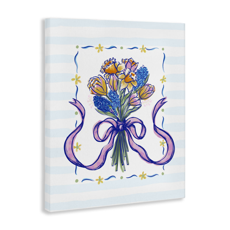 «Spring Fresh Ribbon Bouquet Canvas», conception par Connie Summers, H 40 po x l 30 po