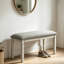 Banc transitionnel rectangulaire rembourré, banc de siège rembourré en mousse grise de 41 pouces, banc d'appoint robuste à pieds en bois massif, banc de salle à manger polyvalent pour salle à manger avec capacité de poids de 300 lb
