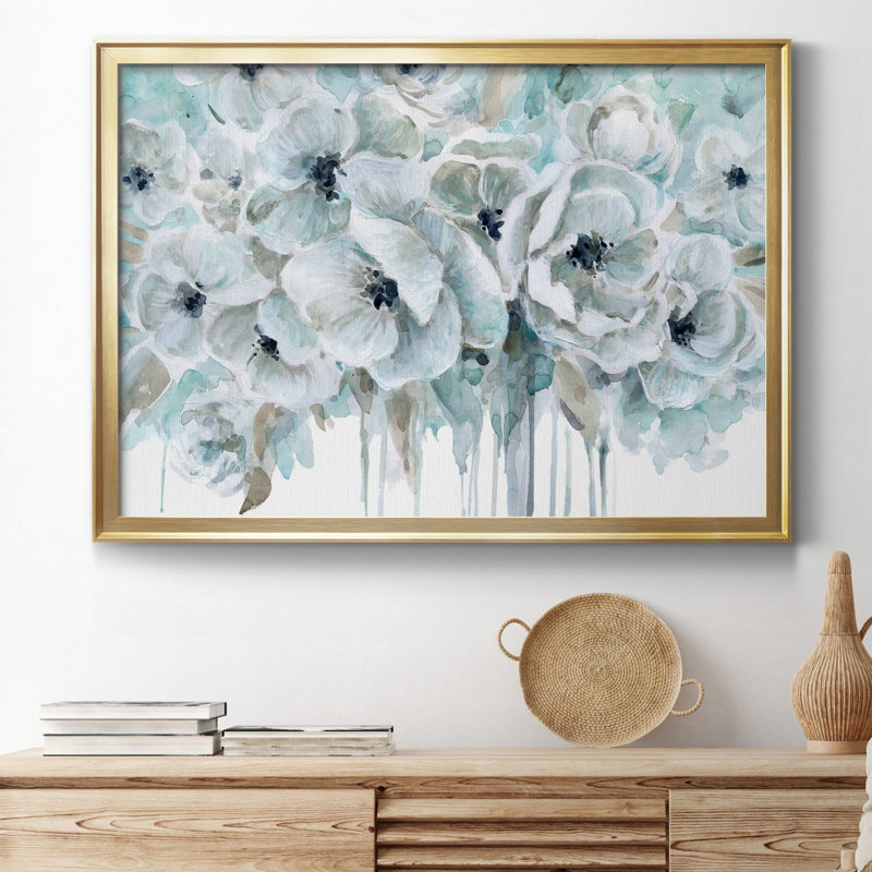 Teal Harmony II - peinture sur toile encadrée, H 22,5 po x l 30,5 po x P 1,5 po, Or