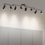 8-Light Track Light Fixture with Adjustable Heads & 8 Bulbs Included