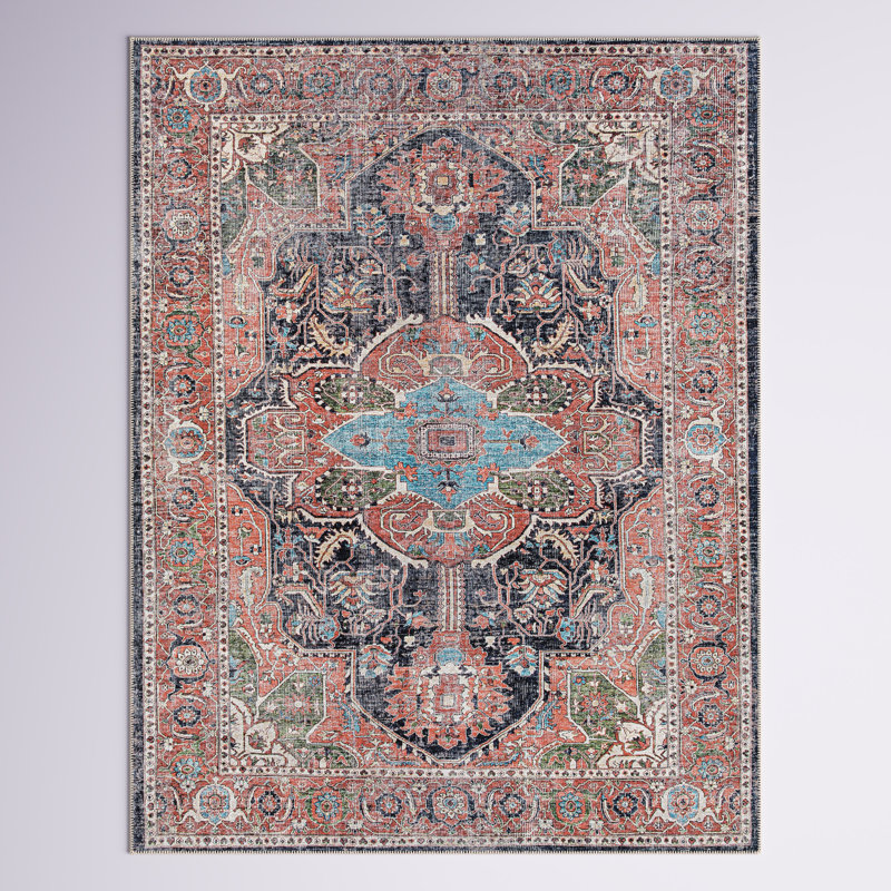 Glendale Heights Washable Oriental Indoor Rug, Rectangle 8'10" x 12'