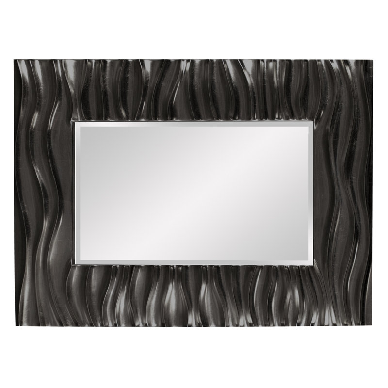 Beahn Rectangle Modern Beveled Accent Mirror, Black
