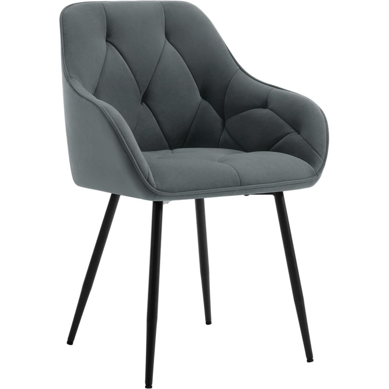 Bharmal 50.5cm H Velvet Upholstered Armchair, Dark Grey, 1