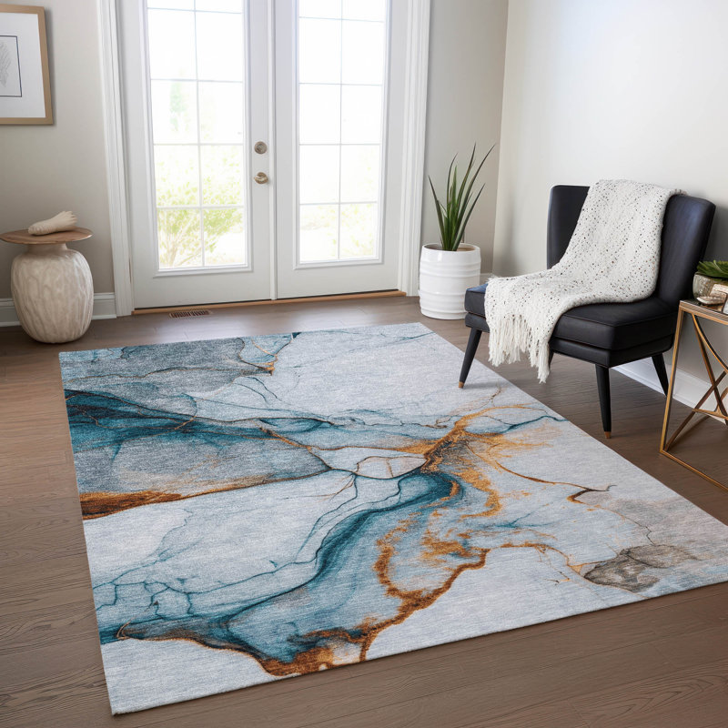 Tapis intérieur / extérieur lavable à la machine Cinead ACN1690 Sky, Rectangle 10 pi x 14 pi