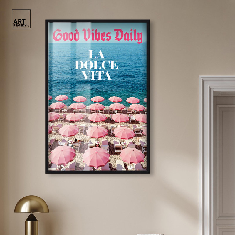«Good Vibes Shadowbox Print Summer Art Prints» par Art Remedy, H 46 po x l 31 po, Noir