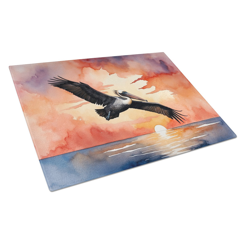 Pelican Fiery Sunset Glass Cutting Board