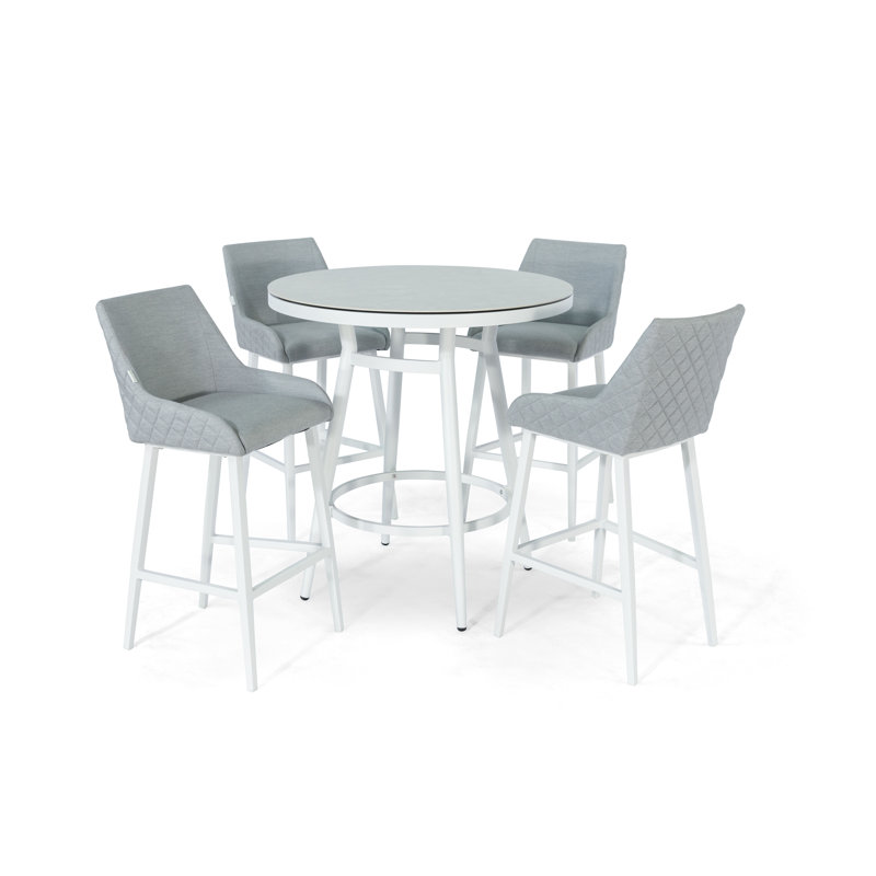 Harijan Metal Outdoor 73cm Bar Stool, Light Grey, White
