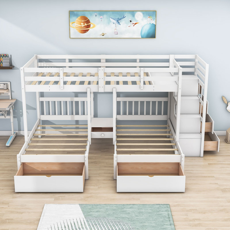 Fanka Kids Bunk Bed with Drawers, White