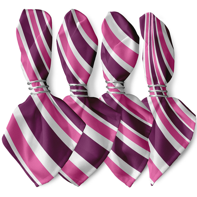 Laurencho Polyester Striped Square Napkin, Pink