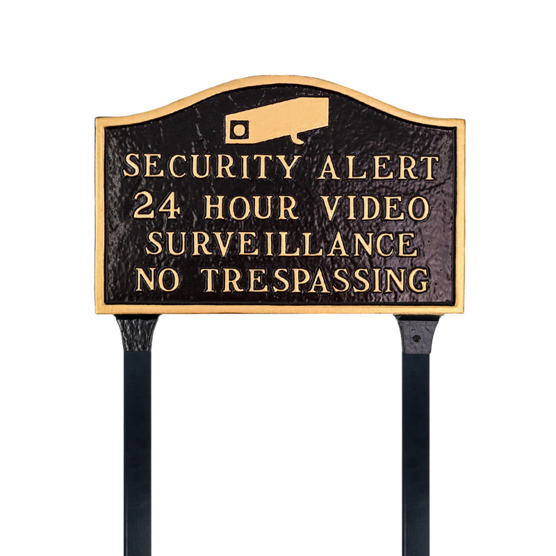 Plaque de sécurité à arche souple standard avec piquets de sécurité - noir / or, Noir et or