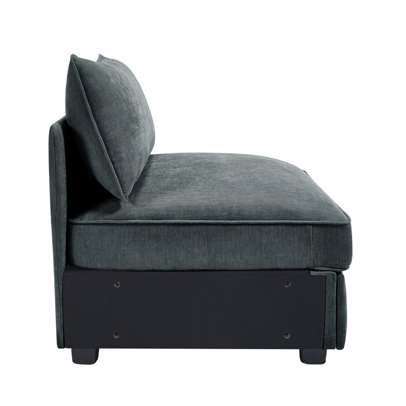 Armless Sofa Velvet-Grey