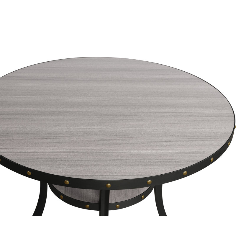 Durst Round Metal Base Dining Table, Standard Height (30" Height), Gray