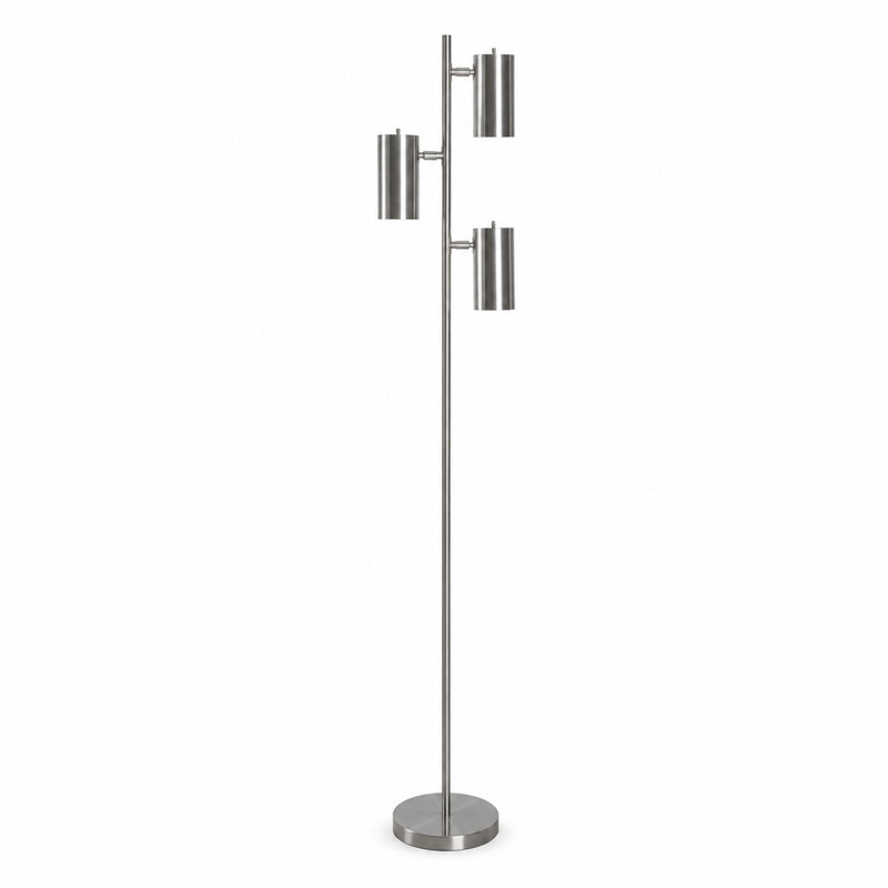 Lampe sur pied moderne à 3 lumières de 64,4 pouces avec abat-jour cylindrique en métal