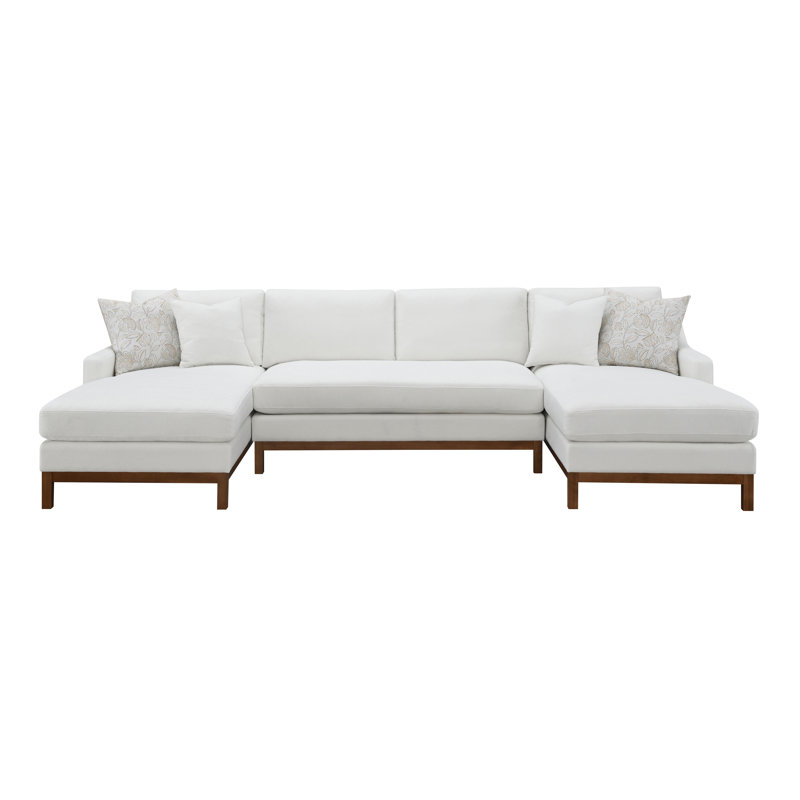 Canapé modulaire Valiant en chenille ivoire avec 4 coussins Valiant