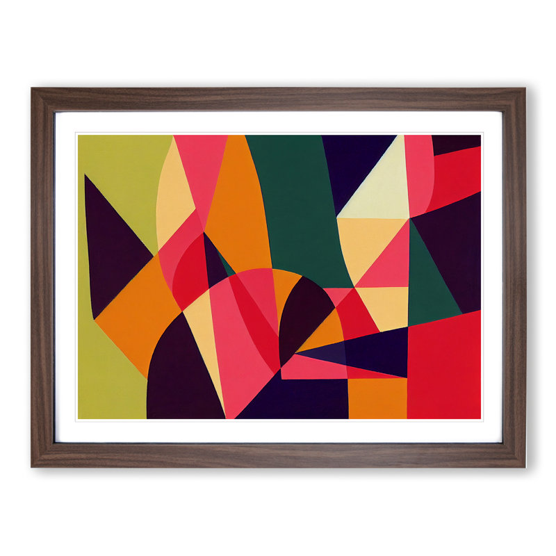 Beguiling Modern Abstract - Single Picture Frame Print, 25cm H x 34cm W x 2cm D, Walnut Frame