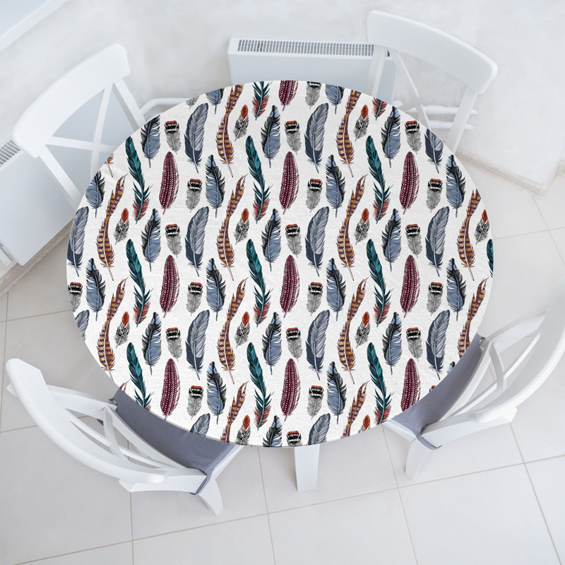 Bungalow Rose Boho Fitted Round Tablecloth Multicolor
