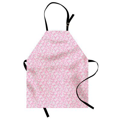 East Urban Home Floral Apron Unisex Continuing Botany Elements Adult Size Hot Pink and White