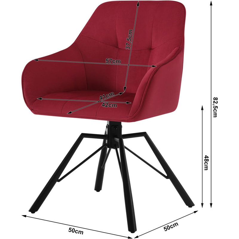 Alliene 48cm H Velvet Upholstered Armchair, Bordeaux, 1