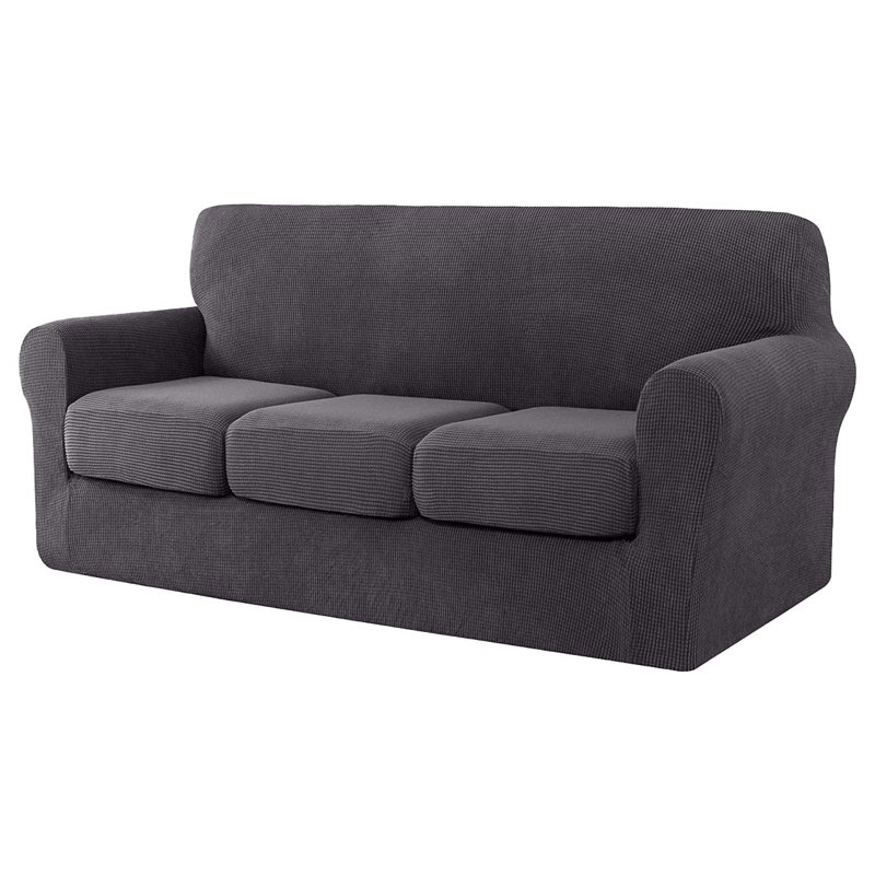 Housse moelleuse pour canapé, Mélange de polyester gris foncé