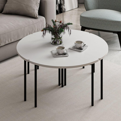 Table basse moderne blanche de 35,4 po x 16,5 po x 16,5 po | 100% panneau de particules enduit de mélamine, épaisseur: 0,7 pouce | Conception élégante de couleur unie, parfaite pour le salon, meubles élégants et durables