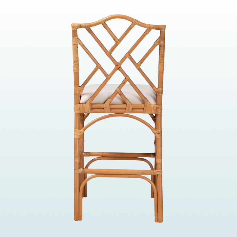Tabouret de bar Michio en rotin naturel avec siège rembourré, 26.96