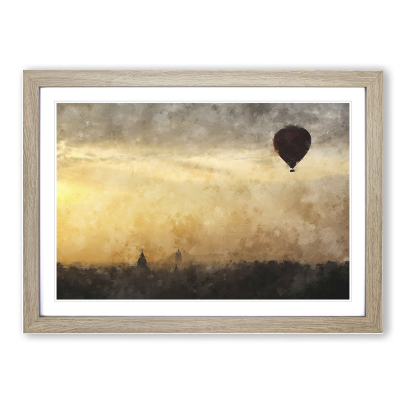 Hot Air Balloon Vol.2 - Picture Frame Painting, Oak Framed, 36cm H x 48cm W x 2cm D