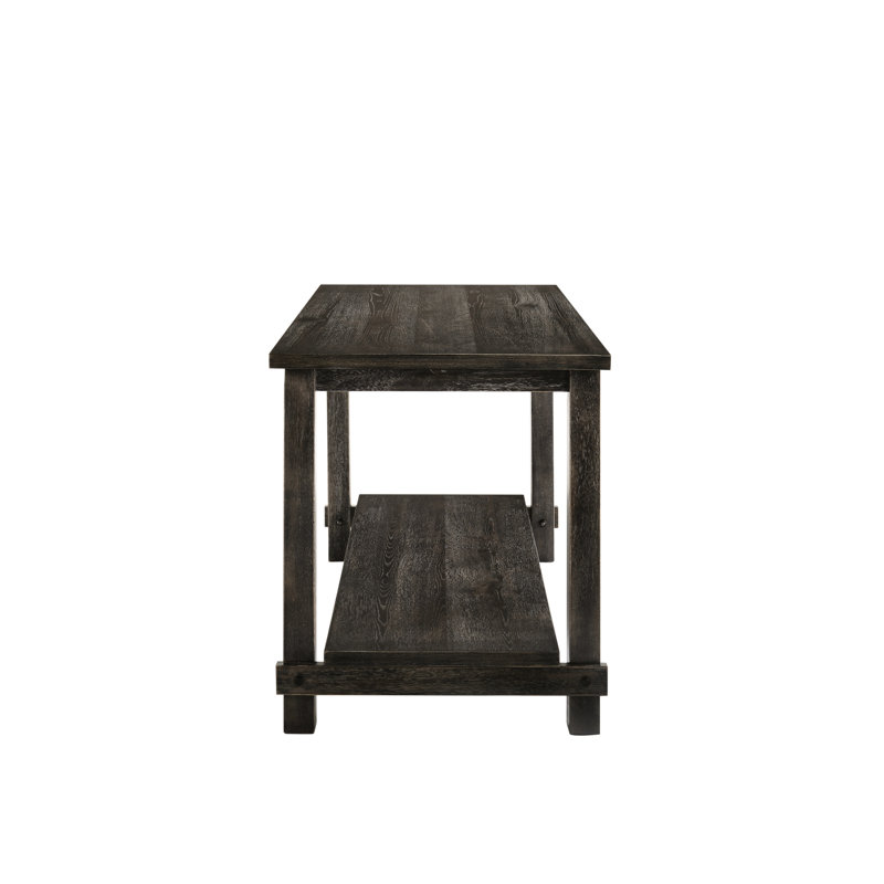 Table à hauteur de comptoir de style Ii - gris, pieds droits carrés, tablette inférieure pour un rangement supplémentaire de couleur grise patinée, rangement