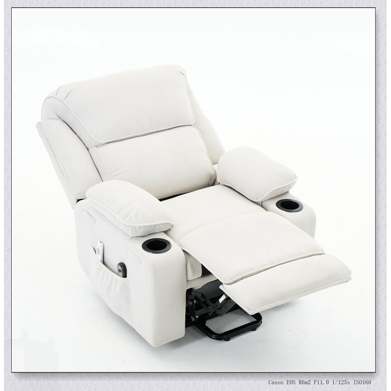 Fauteuil inclinable chauffant et massant télécommandé pour un confort et une mobilité supérieurs, Ivoire ivoire