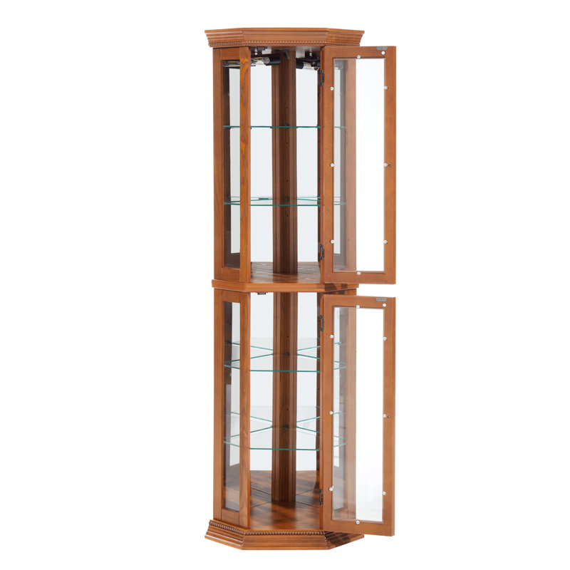 Vitrine d'angle avec lumières Bilyou , Chêne