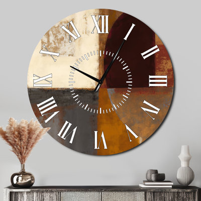 Chocolate Brown Elementary V - Abstract Face Wall Clock