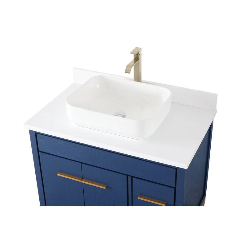 Andreka 36'' Single Bathroom Vanity with Top, Blue, White