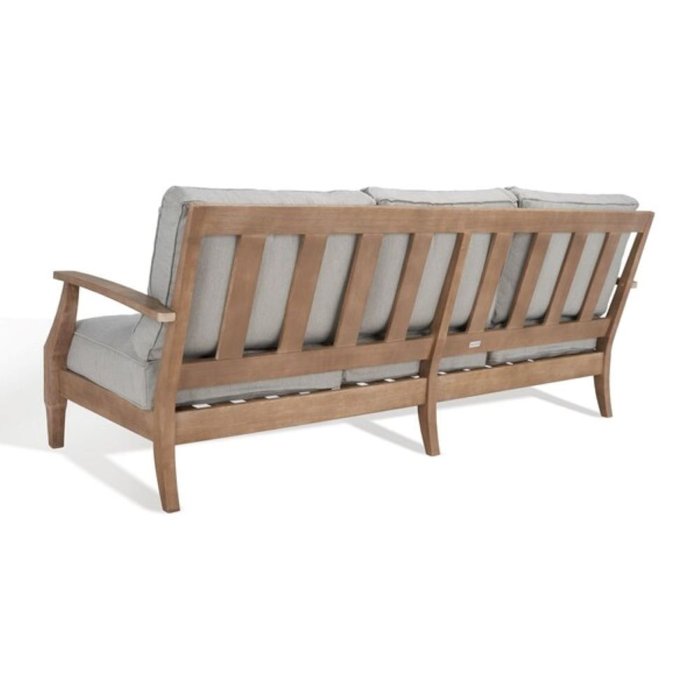 Samya 82" Eucalyptus Patio Sofa, Natural/Gray