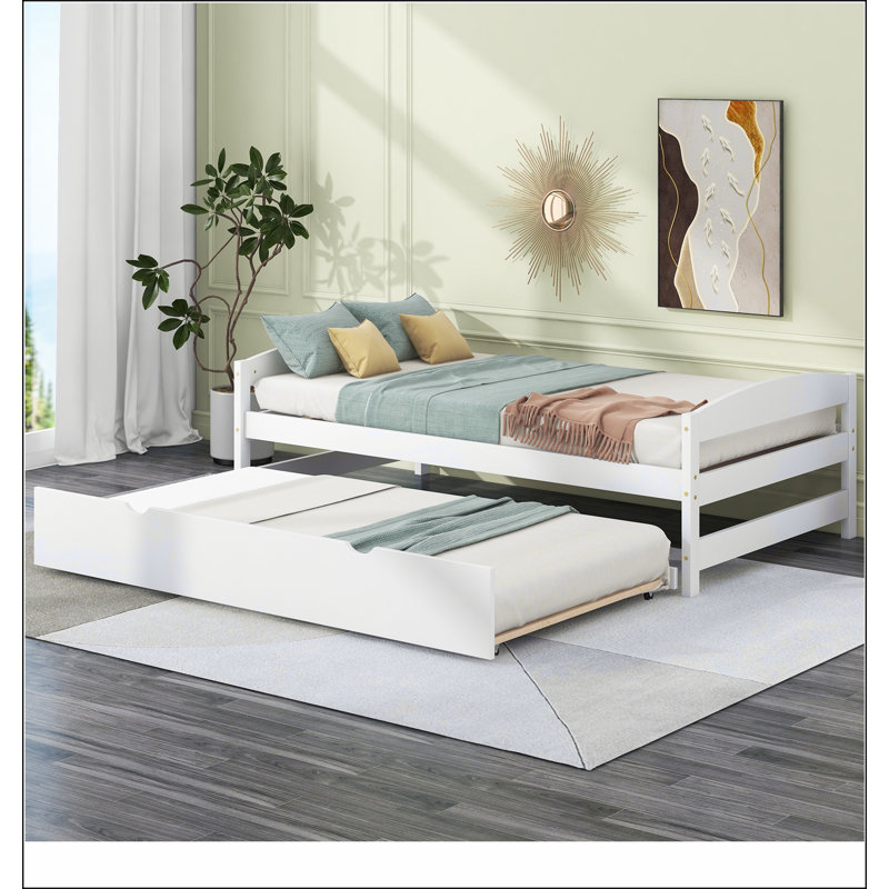 Lit plateforme avec lit gigogne, Blanc