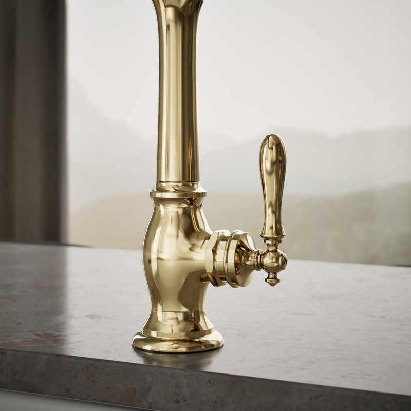 Artifacts® Single Handle Kitchen Sink Faucet with Accessories, Vibrant French Gold