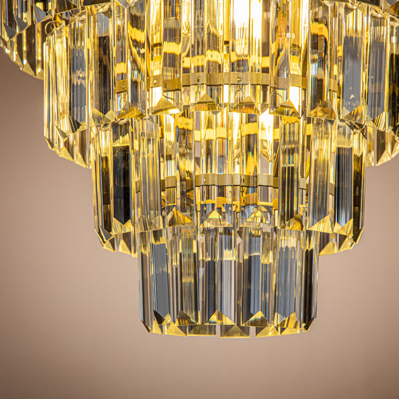 4-Light 16" Glam Tier Chandelier With Crystal Accents