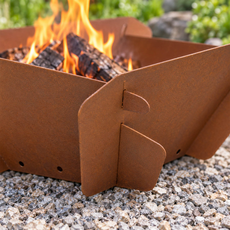 Anneau de foyer en acier Corten de 68,5 cm (27 pouces), anneau de feu de camp portatif à bois