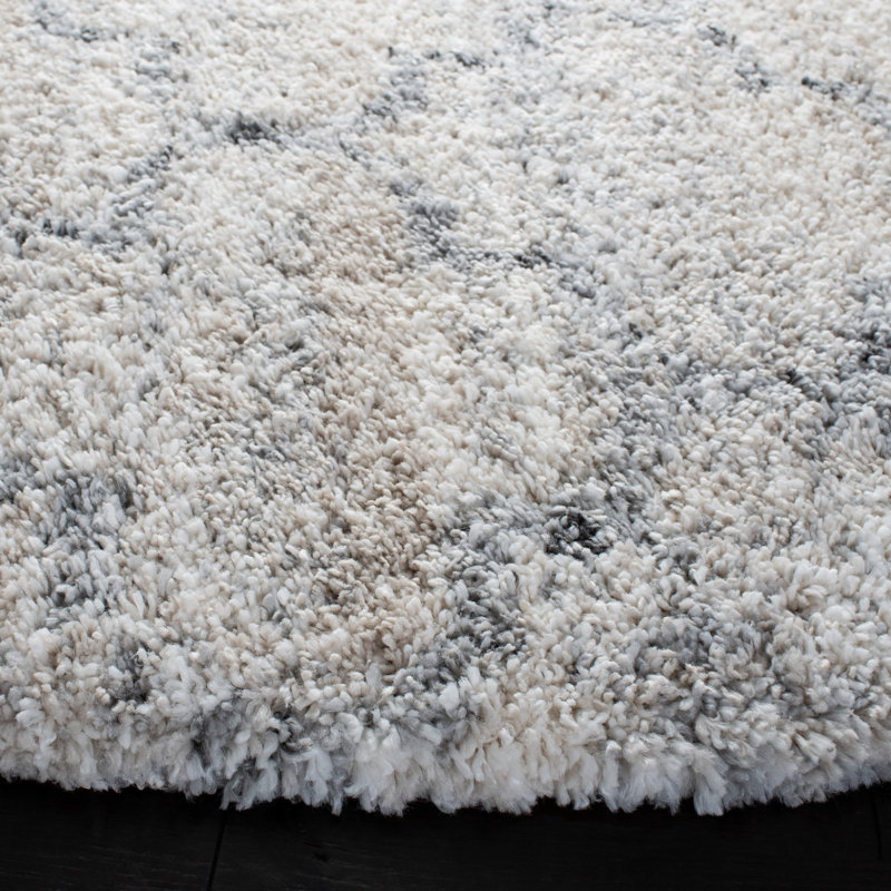 Amarion Geometric Gray/Ivory Area Rug, Round 6'7"