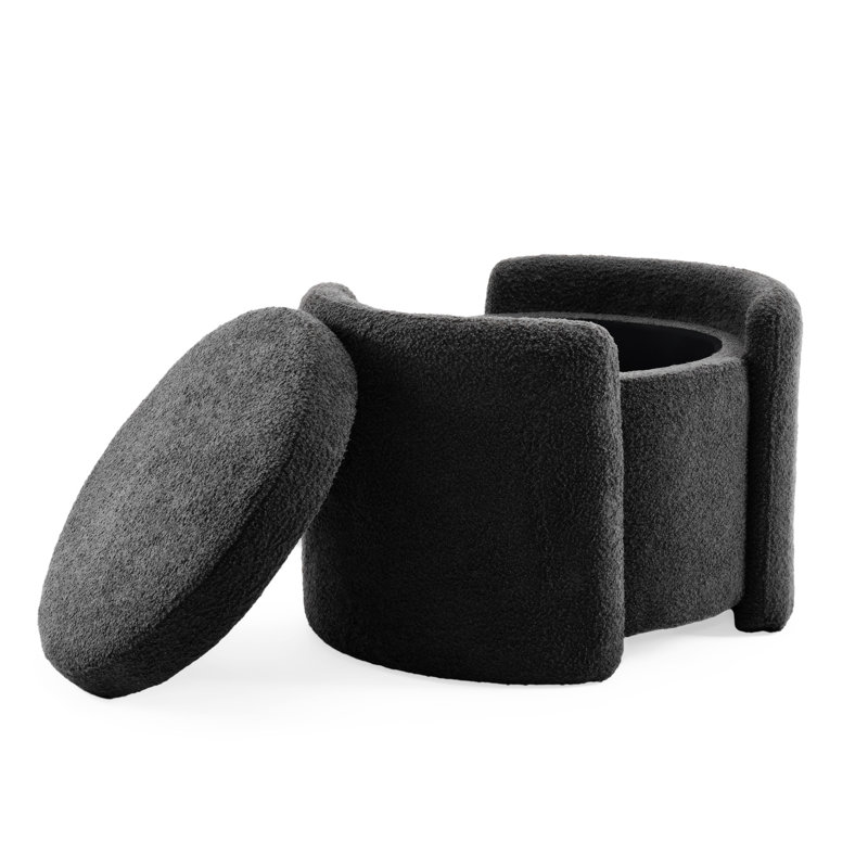 Repose-pieds Cozy Boucle: confort élégant avec rangement dissimulé, Gris foncé