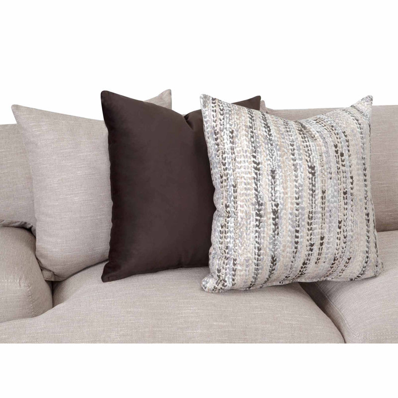 Upholstered L-Shaped Sectional, Tan Polyester Blend