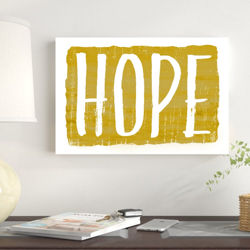 «Hope», art textuel sur toile tendue, H 12 po x l 18 po