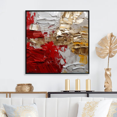 Cardinal Sin Retro Delight Abstract Red & Gold - Abstract Painting Canvas Art