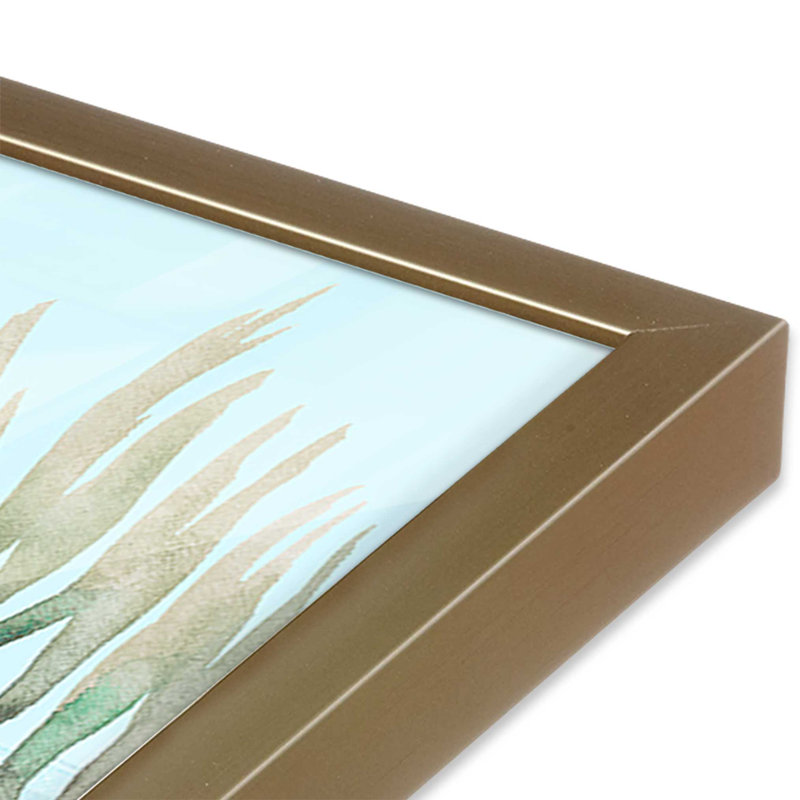 Imprimé Beachside Christmas II, H 13,75 po x l 13,75 po x P 1,25 po, Cadre simple brossé doré
