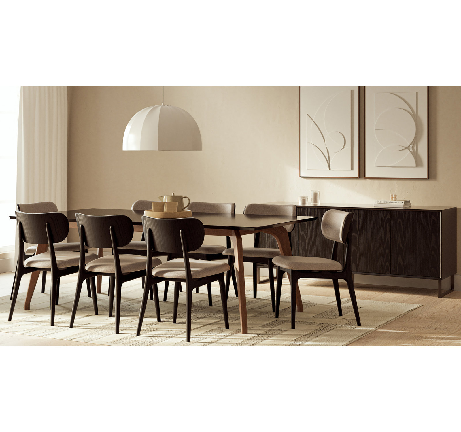 Ena Dining Table, Black, 29.5" H x 86.5" L x 43.5" W
