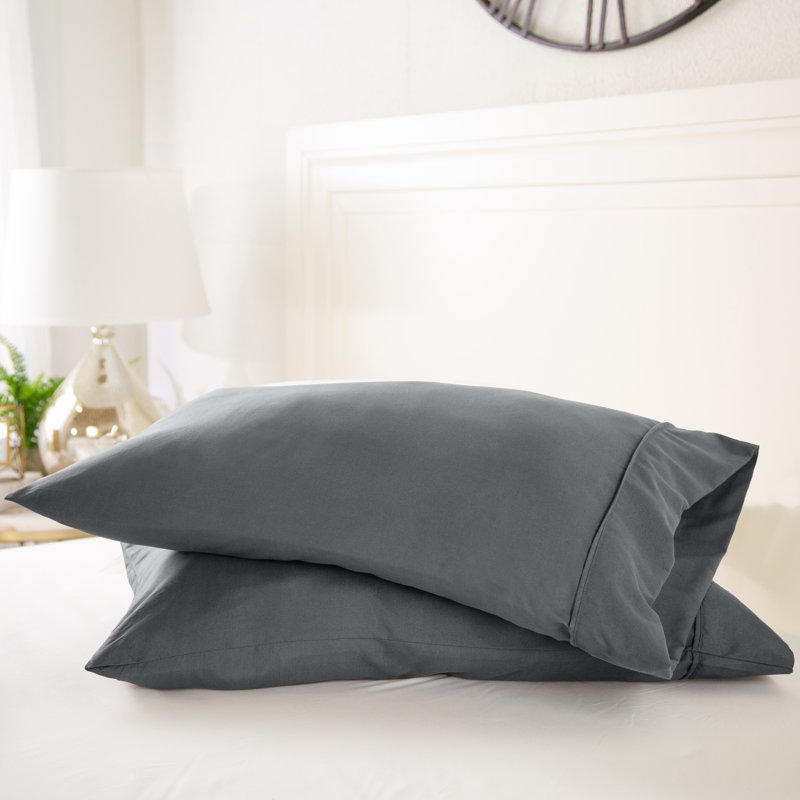 Ensemble de 2 taies d'oreiller en microfibre ultra douce, Taie d'oreiller très grande, Gris