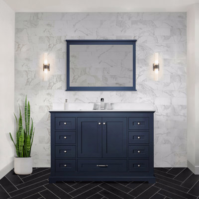 Single Bath Vanity 48 In. W X 22 In. D, White Quartz Top